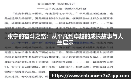 张宁的奋斗之路：从平凡到卓越的成长故事与人生启示